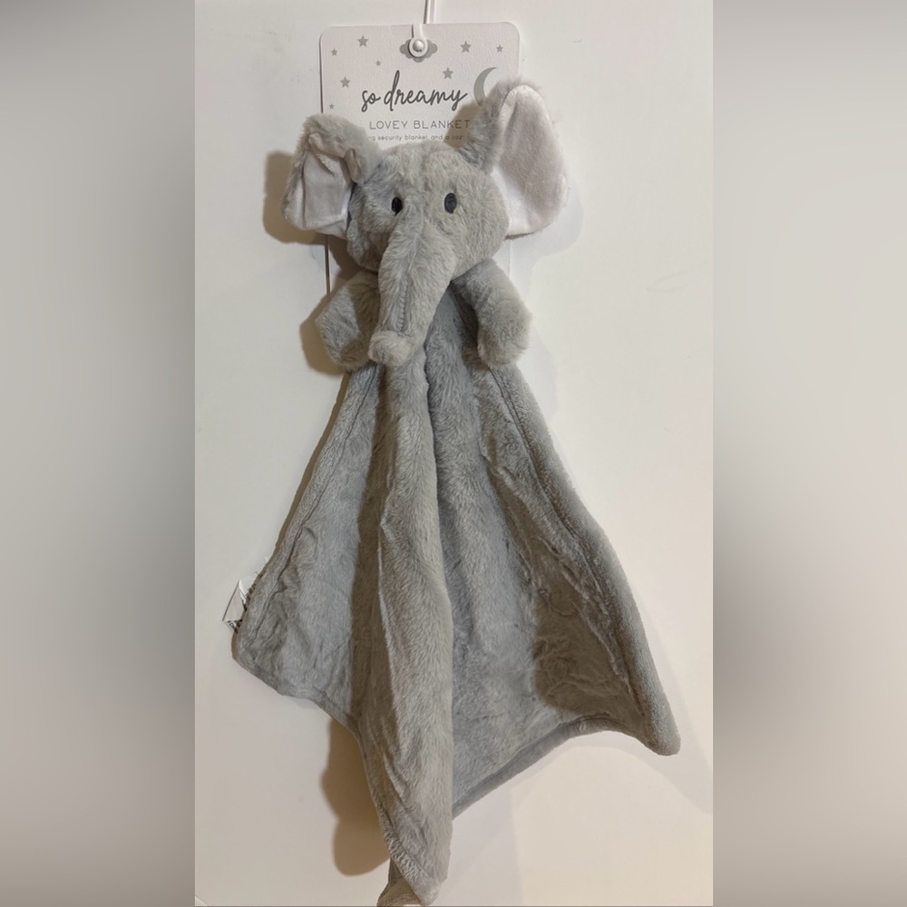 So Dreamy Grey Elephant Baby Security Blanket Lovey Plush NEW